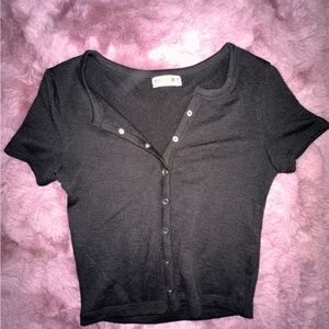 Black crop top with buttons